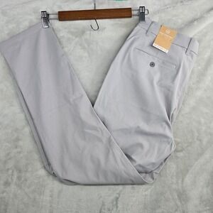 WOWIE Mens Daily Chino Pants Light Gray Slim Fit Stretch Pants‎ 32x32